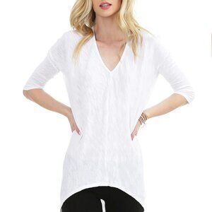 BOBI - 3/4 Sleeve High Low Tunic White - Large